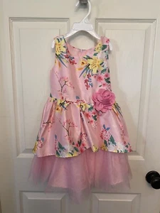 Vestido Floral Rosa Nación Maravilla Niñas Talla 5 Especial Boda Pascua Tul - Imagen 1 de 7