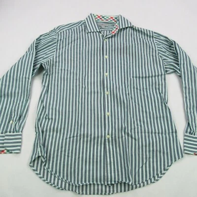 Jack Stone Shirt Mens Large Green Stripes Business Button Up Casual - Image 1 of 4