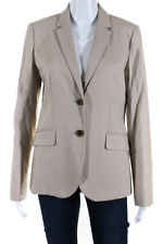 J Crew Womens Khaki Cotton Two Button Long Sleeve Blazer Jacket Size 6