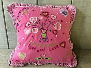 Two's Company Hearts Love Embroidered Applique Throw Pillow - Picture 1 of 6