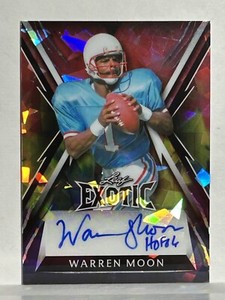 WARREN MOON “HOF 86” 2023 Leaf Exotic RARE PARROT CRYSTAL AUTO 5/7 OILERS🔥SSP🔥