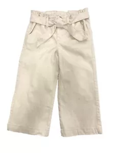 Wonder Nation Girls Cream Paper Bag Belted Cropped Wide Leg Jean - Picture 1 of 1
