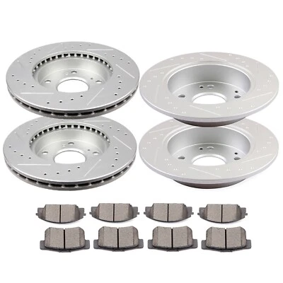 Front Rear Drilled Rotor + Ceramic Pad for 2002-03 2004 2005 2006 Acura RSX Base - Imagem 1 de 4