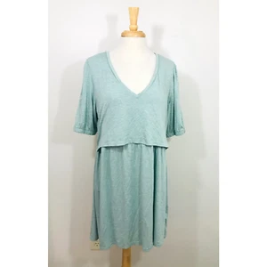SERAPHINE Maternity Nursing Dress Womens XL Jersey Knit Tunic Sage Heathered NEW - Picture 1 of 17