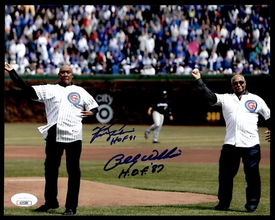 FERGIE JENKINS BILLY WILLIAMS DUAL SIGNED 8X10 W/ HOF INSCRIPTIONS - JSA COA - Image 1 of 2