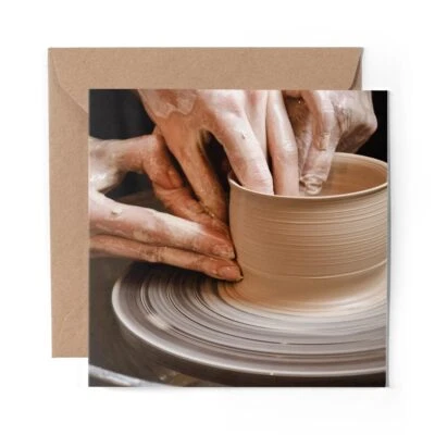 DV DESIGN 1 x Blank Greeting Card Potters Wheel Clay Artist #2648