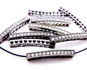 Rhinestone Hearts Spacer Bar 38mm - Black - Pack of 2 - Picture 1 of 1