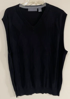 Oscar de la Renta Hombres XXL 2XL Suéter Chaleco Negro sobre Negro Usado en Excelente Condición Foto 1 de 4