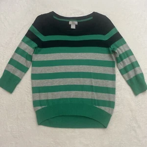 Suéter JCP Cachemira Mezcla Rayas Pullover Cuello en U Verde Mujer Talla M Mediano - Imagen 1 de 5