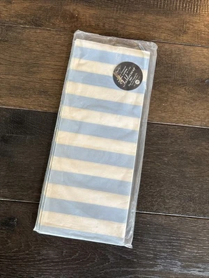 Papel de cubierta de mantel vintage empresa de arte 60”x102” rayas azules y blancas nuevo en caja Foto 1 de 4