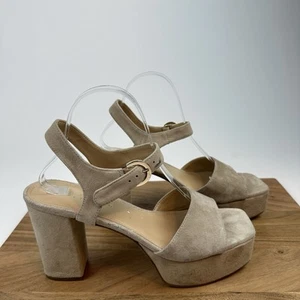 Nuevas sandalias de plataforma de gamuza beige Cinthia para mujer Marc Fisher LTD talla 9,5 M - Imagen 1 de 11