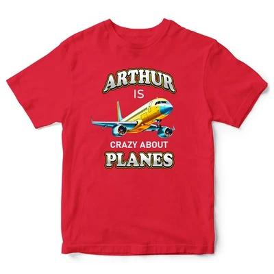 Personalised Crazy About Planes T Shirt For Boys shirt Gifting Boy Birthday G... - Image 1 of 4
