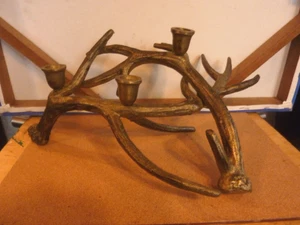 THRESHOLD CAST METAL DEER ANTLER GOLD BRONZE  CANDELABRA      EUC! - Picture 1 of 4