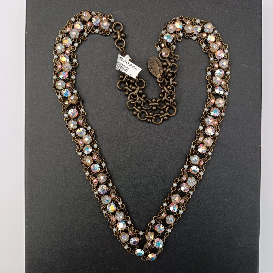 Michal Negrin Choker Necklace AB Crystals Boho Collar V Cocktail Shabby Chic VTG - Image 1 of 4