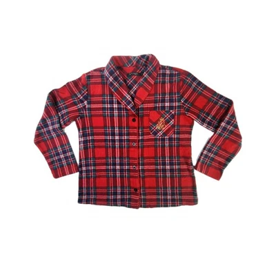 Lauren Ralph Lauren Pajamas Top Women's Small Red Plaid Embroidered Crown Chest - Image 1 of 4