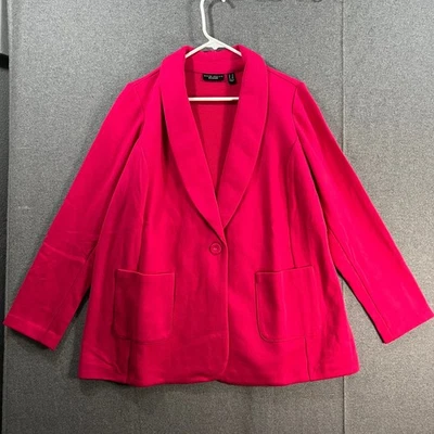 Blazer Susan Graver Fin de Semana Regular Tejido Marina Rico Fucsia Talla 1X Foto 1 de 4