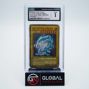 Blue Eyes White Dragon 2002 Yu-Gi-Oh 1st Ed Kaiba SDK-E001 UR CGC 1 - Picture 1 of 2