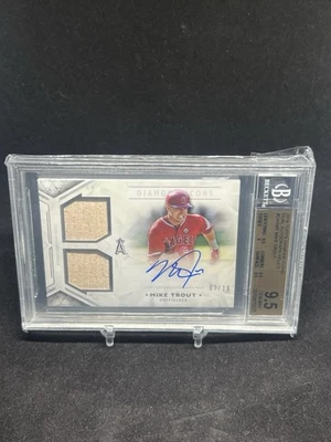2018 Topps Diamond Icons Mike Trout Dual Relics Auto #DARMT BGS 9.5/10 #/10 RARE - Image 1 of 3