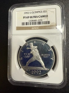 1992 S Olympic Baseball Commemorative Silver Dollar PF 69 ULTRA CAMEO NGC - Picture 1 of 4
