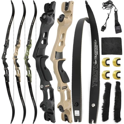 ILF 63" Archery Takedown Recurve Bow 30-60lbs 19" Riser Hunting Shoot IBO 210FPS - Image 1 of 4