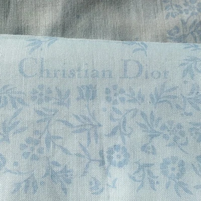 CHRISTIAN DIOR 1970s FRENCH POCKET SQUARE / HANDKERCHIEF~ BLUE FLORAL ~ UNUSED - Image 1 of 4
