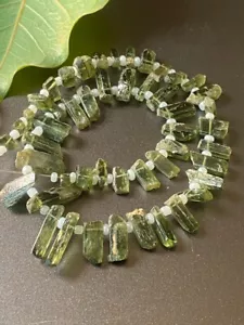 Green Tourmaline gemstone natural rough beads size 18-5 mm 8 inches strand N-19 - Picture 1 of 6