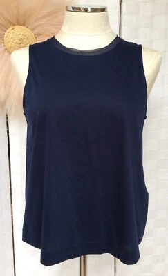 NUEVO CON ETIQUETAS POLO Ralph Lauren Mezcla de Algodón Azul Marino Flutter Sin Mangas Top Talla XS FXM Foto 1 de 4