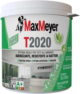 Pittura per Interni Traspirante T2020 Igienizzante, Resistente Ai Batteri Bianco - Foto 1 di 12