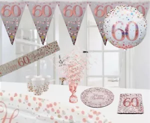Age 60 & happy birthday white rose gold party decorations balloon bunting banner - Picture 1 of 61