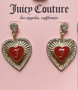 NEW! Juicy Couture Red Heart Dangling Earrings ~ New In Gift Box❤️ - Picture 1 of 12