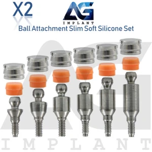 2 Straight Ball Attachment Abut ment Slim Soft Set Dental Hexagon - Picture 1 of 4