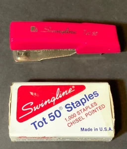 VTG Hot Pink Swingline Tot 50 Stapler & 1 Box Staples Tested - Picture 1 of 4