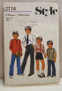 Vintage Style Sewing Pattern 2174 c1978 Sz 10 Boys Shirt Trousers Shorts and Tie - Picture 1 of 5