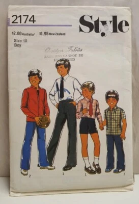 Vintage Style Sewing Pattern 2174 c1978 Sz 10 Boys Shirt Trousers Shorts and Tie - Image 1 of 4
