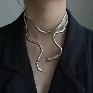 Gothic Punk Gold Silver Black Snake Choker Necklace Bendy Bracelet for Women Men