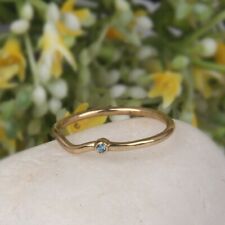 Gold Plated London Blue Topaz Wave Ring 925 Sterling Silver Stackable Rings