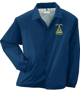 Masonic Past Master Coaches Jacket / Windbreaker Embroidered #824 - Image 1 of 3