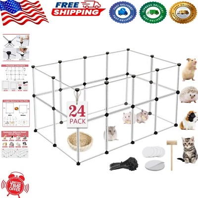 "Versátil parque infantil transparente para mascotas de 24 paneles para animales pequeños, 48"" x 24"" x 28""" Foto 1 de 4