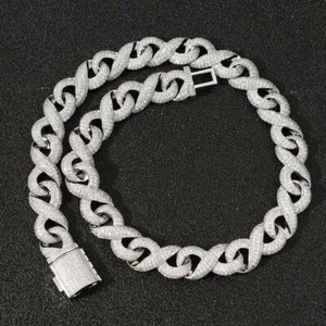 15mm Iced Miami Cuban Link Chain Hip Hop Pulsera Cadena Collar A9376 - Imagen 1 de 25