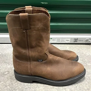 Justin Steel Toe Work Boots Pull On Brown Leather Men’s Sz 11.5 EEE NEW 4764 - Picture 1 of 8