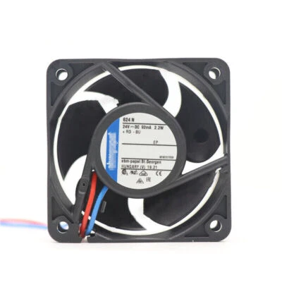 624N Axial Fan DC 24V 92mA 2.2W 60*60*25MM 2-wire 6100RPM Cooling Fan - Image 1 of 2