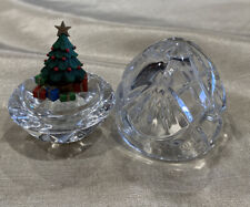 WATERFORD Crystal EGG with Christmas Tree....Rare Collectible....Vintage!