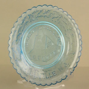 Kleine Wheaton Glas Dorf Souvenir blau Glas Teebeutel Schale, Millville N.J. - Bild 1 von 4