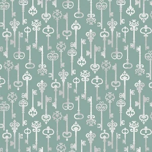 Palabras para vivir - Llaves esqueleto gris/plateado sobre fondo turquesa ~ POR Y - Imagen 1 de 1