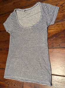Camiseta para mujer Majestic Paris 100 % lino a rayas cuello redondo talla 1 - XS - Imagen 1 de 9