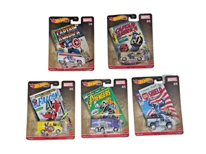 HOT WHEELS PREMIUM MARVEL COMIC CAPTAIN AMERICA FALCON AVENGERS ( SET OF 5 ) - Picture 1 of 13