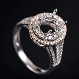 Quality Tri Shank Custom Oval 8×6mm Lab Diamond Lady Ring Semi Mounting 10K Gold - Picture 1 of 9