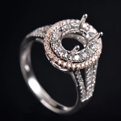 Quality Tri Shank Custom Oval 8×6mm Lab Diamond Lady Ring Semi Mounting 10K Gold - Image 1 of 4