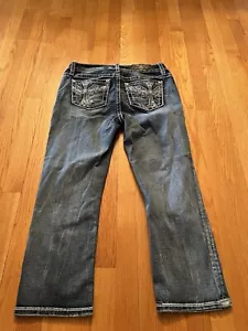 Miss Me Mid Rise Capri Jeans "Sequins Wings Cross" Size 30 - Picture 1 of 10