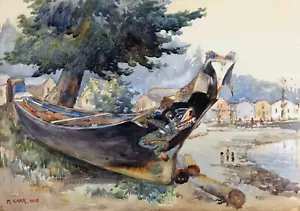 Canoa de Guerra de las Primeras Naciones, pintura de Alerta Bay por Emily Carr reproducción artística - Imagen 1 de 3